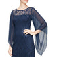 SL Fashions Women's Embellished Illusion Lace Gown Blue Size 4