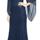 SL Fashions Women's Embellished Illusion Lace Gown Blue Size 10