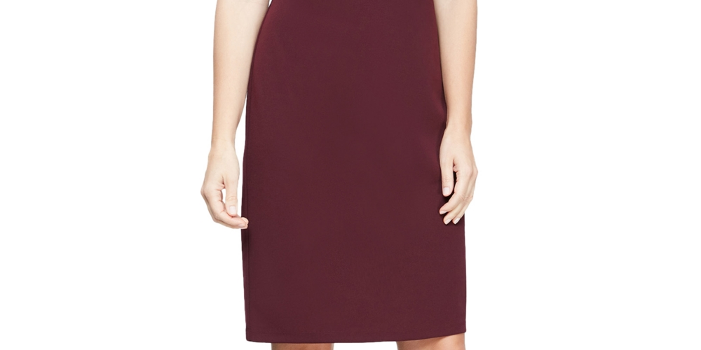 SL Fashions Women's Sequinned Lace Yoke Sheath Dress Brown Size 16
