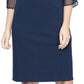 SL Fashions Women's Pleated Cuff Sheath Dress Blue Size 18