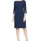SL Fashions Women's Pleated Cuff Sheath Dress Blue Size 18