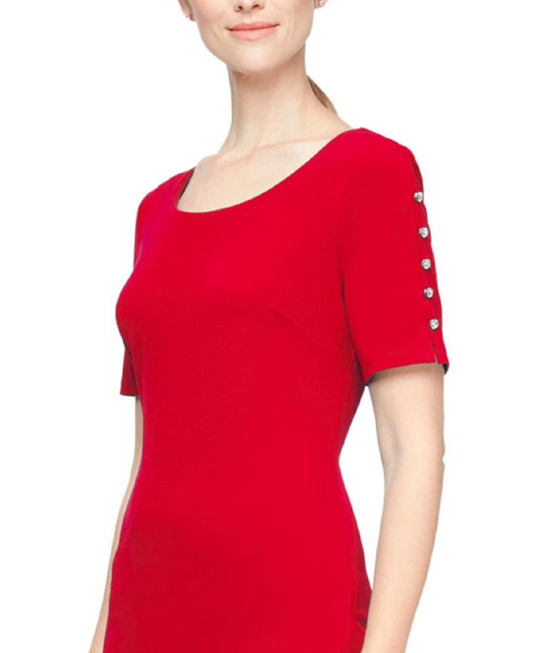 SL Fashions Women's Beaded Sleeve Sheath Dress Red Size 10