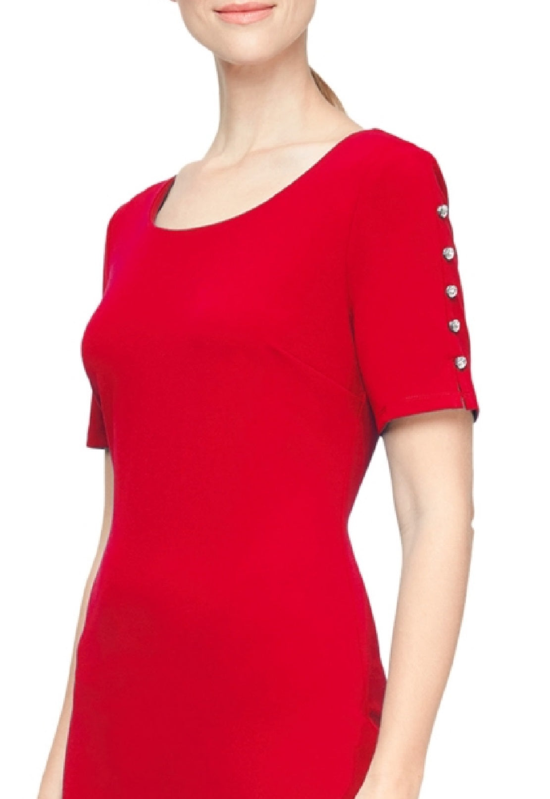 SL Fashions Women's Beaded Sleeve Sheath Dress Red Size 12