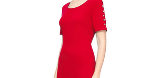 SL Fashions Women's Beaded Sleeve Sheath Dress Red Size 12