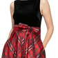 SL Fashions Women's Velvet Plaid Belted Gown Black Size 14