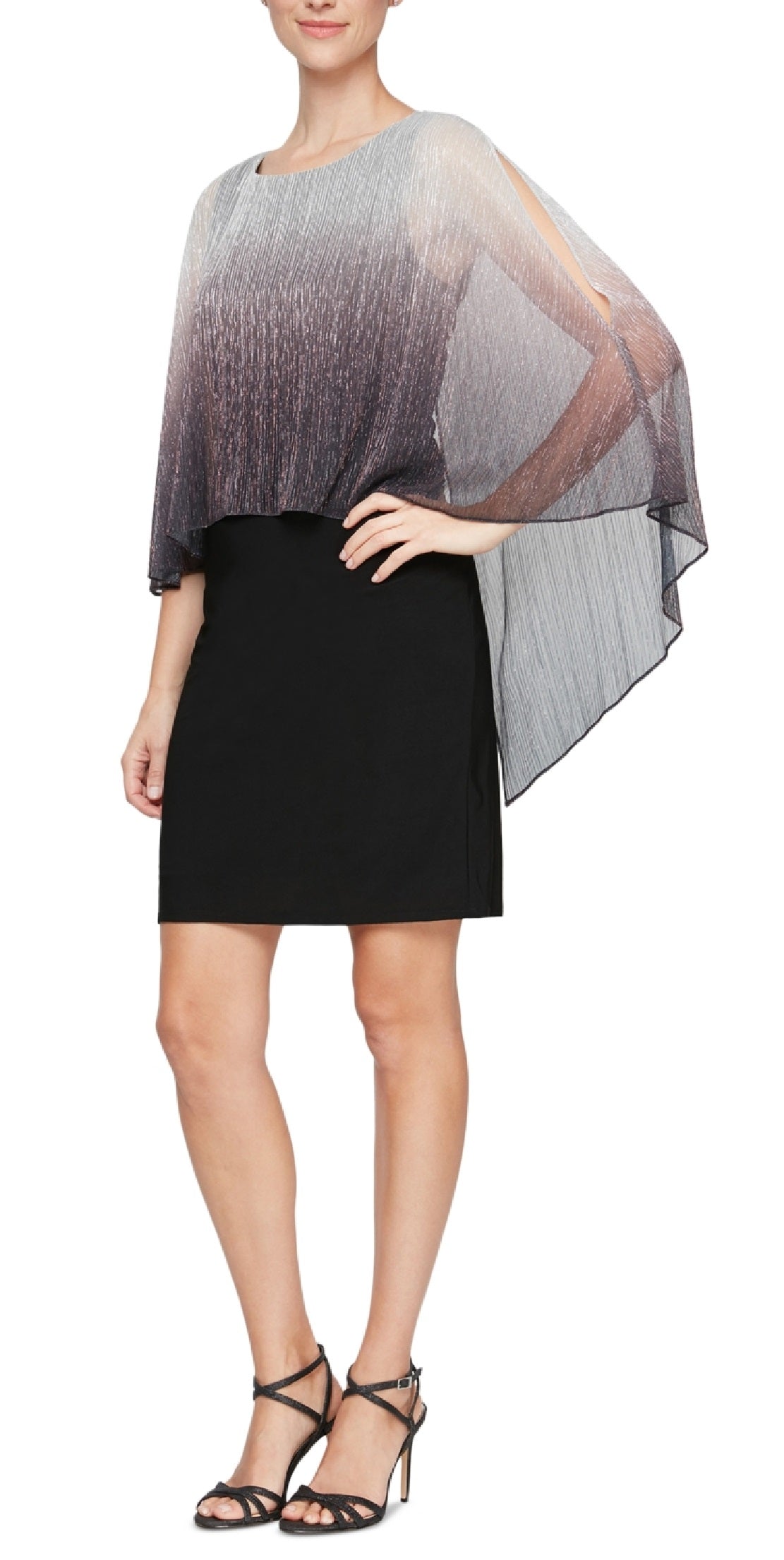 SL Fashions Women's Shimmer Bore Popover Dress Black Size 18