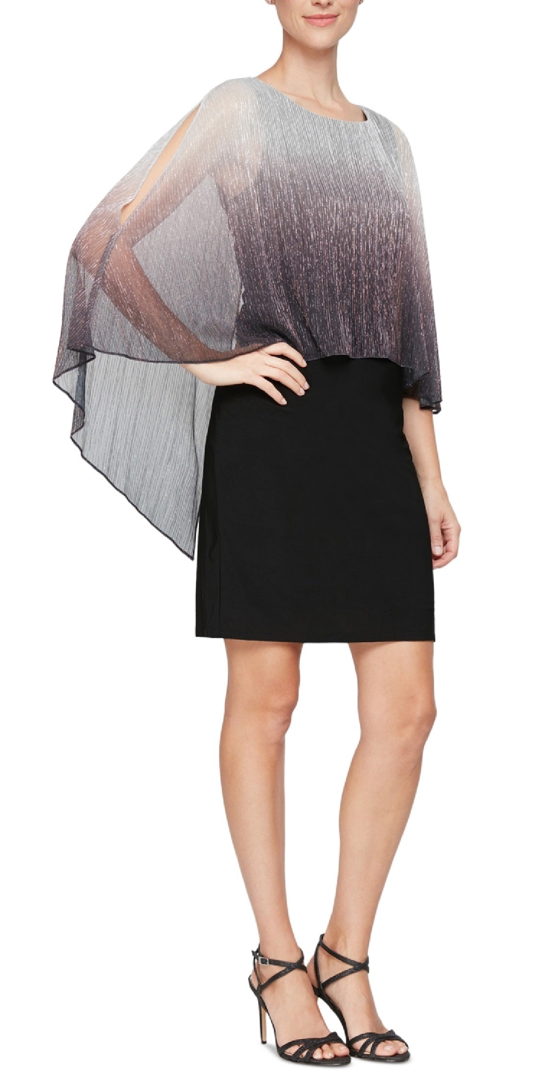 SL Fashions Women's Shimmer Bore Popover Dress Black Size 18