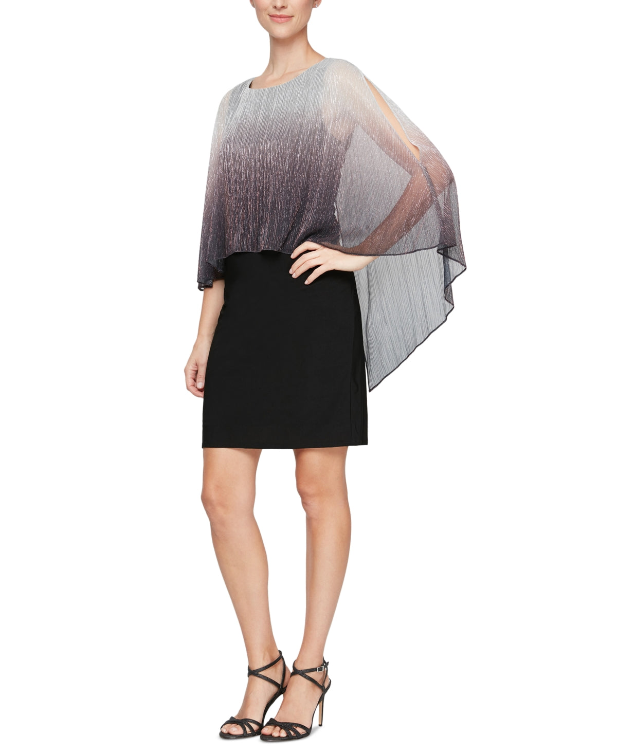 SL Fashions Women's Shimmer Bore Popover Dress Black Size 18