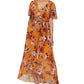 SL Fashions Women's Floral Print Maxi Dress Yellow Size16
