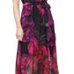 SL Fashions Women's Printed Faux Wrap Maxi Dress Black Size 6