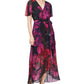 SL Fashions Women's Printed Faux Wrap Maxi Dress Black Size 6