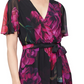 SL Fashions Women's Printed Faux Wrap Maxi Dress Black Size 6