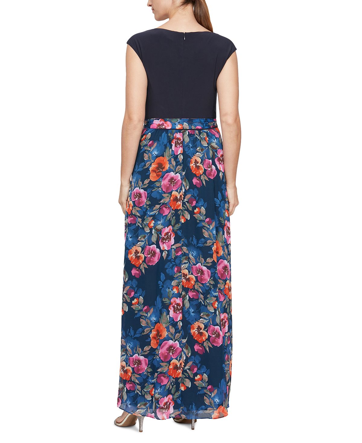 SL Fashions Women's Mixed Media Maxi Dress Blue Size 6