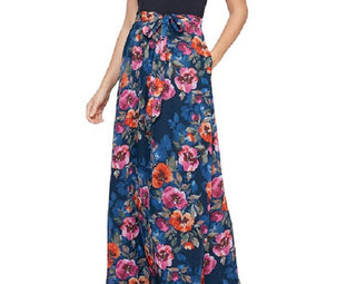 SL Fashions Women's Mixed Media Maxi Dress Blue Size 6