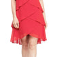 SL Fashions Women's Tiered Chiffon Dress Red Size 18