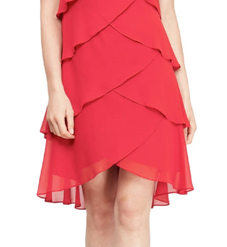 SL Fashions Women's Tiered Chiffon Dress Red Size 18