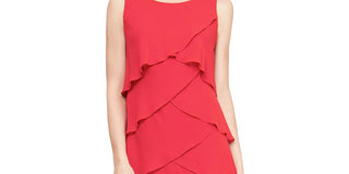 SL Fashions Women's Tiered Chiffon Dress Red Size 18
