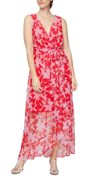 SL Fashions Women's Printed Maxi Dress Red Size 16