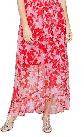 SL Fashions Women's Printed Maxi Dress Red Size 16