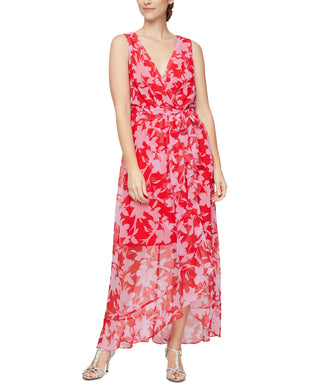 SL Fashions Women's Printed Maxi Dress Red Size 16