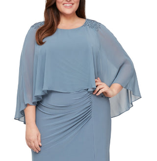 SL Fashions Women's Beaded Popover Gown Blue Size 20W