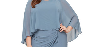 SL Fashions Women's Beaded Popover Gown Blue Size 20W