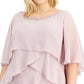 SL Fashions Women's Beaded Tiered Cape Dress Purple Size 22W