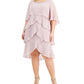 SL Fashions Women's Beaded Tiered Cape Dress Purple Size 22W