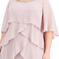 SL Fashions Women's Beaded Tiered Cape Dress Purple Size 22W
