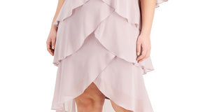 SL Fashions Women's Beaded Tiered Cape Dress Purple Size 22W