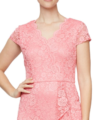 SL Fashions Women's Lace Sheath Dress Pink Size 4