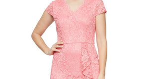 SL Fashions Women's Lace Sheath Dress Pink Size 4