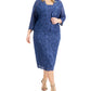 SL Fashions Women's 2 Pc Lace Jacket & Sheath Dress Blue Size Petite Small