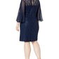 SL Fashions Women's Sequined Lace Dress Blue Size 18W
