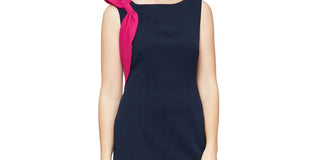 SL Fashions Women's Bow Detail Sheath Dress Blue Size 8