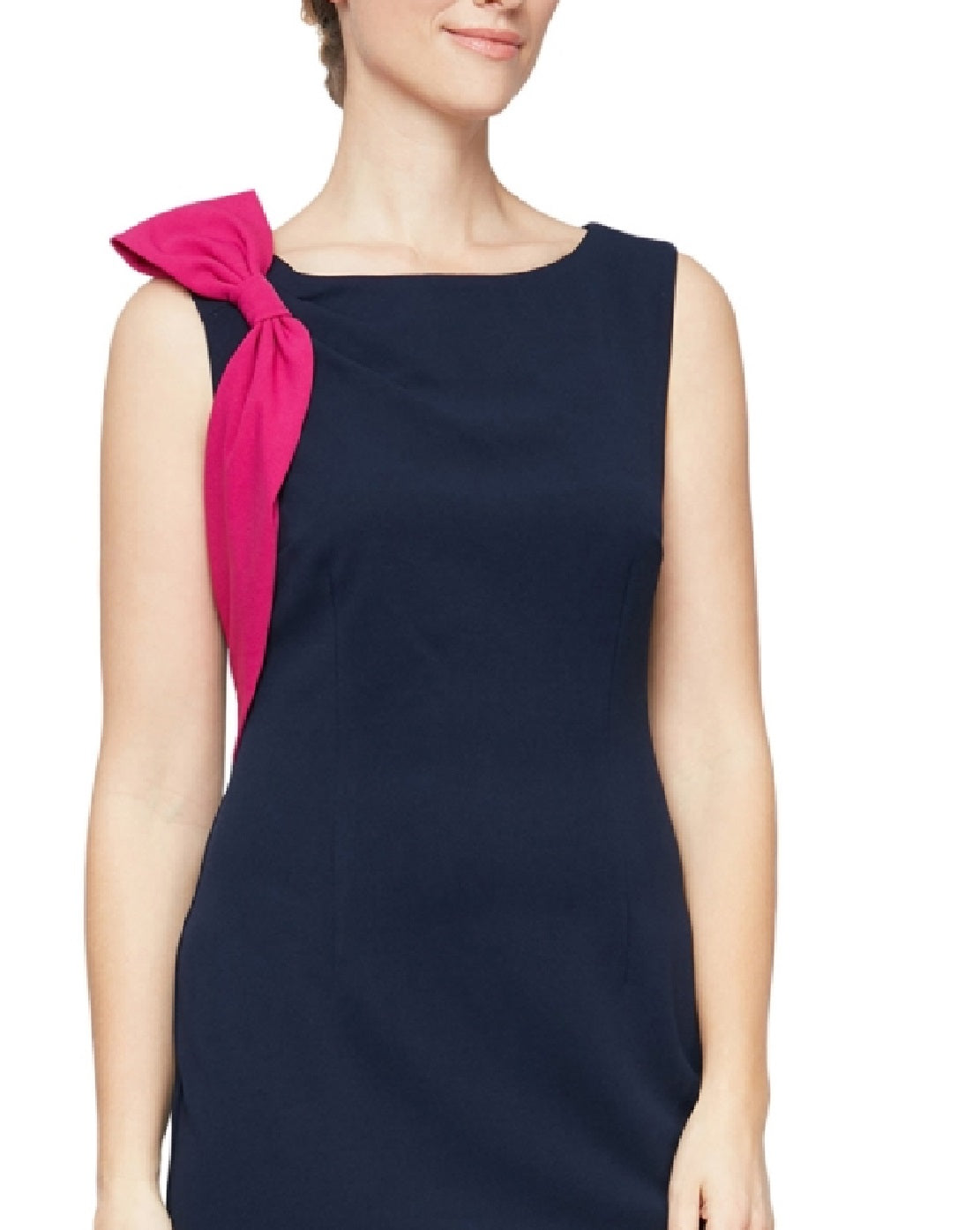 SL Fashions Women's Bow Detail Sheath Dress Blue Size 16