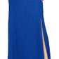 SL Fashions Women's Bow Flutter Sleeve Gown Blue Size 12 Petite
