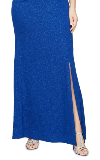 SL Fashions Women's Bow Flutter Sleeve Gown Blue Size 12 Petite