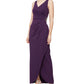 SL Fashions Women's V Neck Tulip Hem Sleeveless Gown Purple Size 12