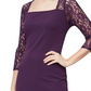 SL Fashions Women's Square Neck Back Zipper Short Crepe Dress Purple Size 10
