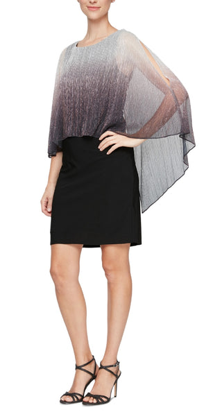 SL Fashions Women's Shimmer Popover Sheath Dress Gray Size 12