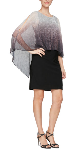 SL Fashions Women's Shimmer Popover Sheath Dress Gray Size 12