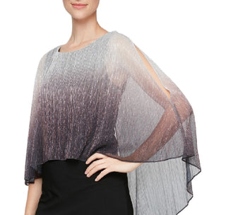 SL Fashions Women's Shimmer Popover Sheath Dress Gray Size 12