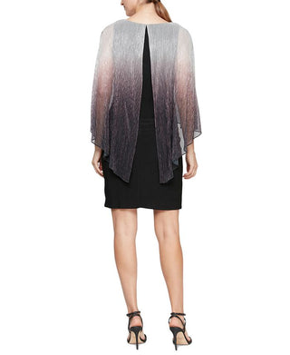 Sl Fashions Women's Shimmer-Popover Sheath Dress Black Size 18