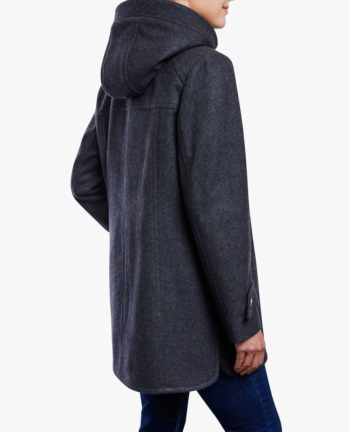 London Fog - Zip-front Sherpa Lined Hood 31 Inch Wool Jacket