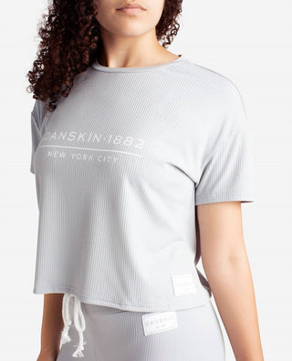 Danskin - Ribbed Boxy Raglan Tee Sleep Set With High Waisted Leggings