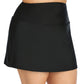 Island Escape Women's Plus Tummy Control Swim Skirt Swimsuit Black Size 18W