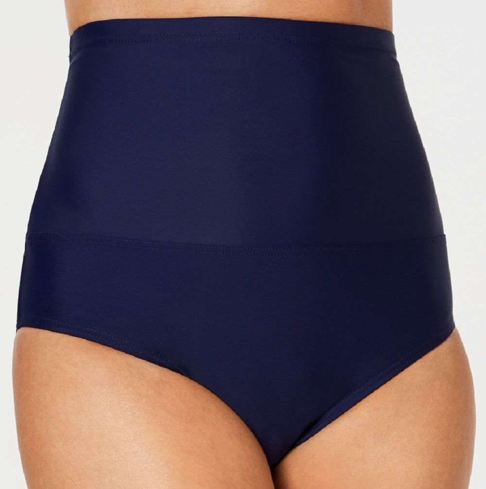 Island Escape Women's High Waist Tummy Control Top Bikini Bottoms Swimsuit Blue Size 12