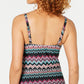 Island Escape Women's Printed Push Up Underwire Tankini Top Swimsuit Black Size 10