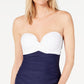 Island Escape Women's Color Block Sweetheart Removable Cups Adjustable Underwire Tankini Swimsuit Top Blue Size 8